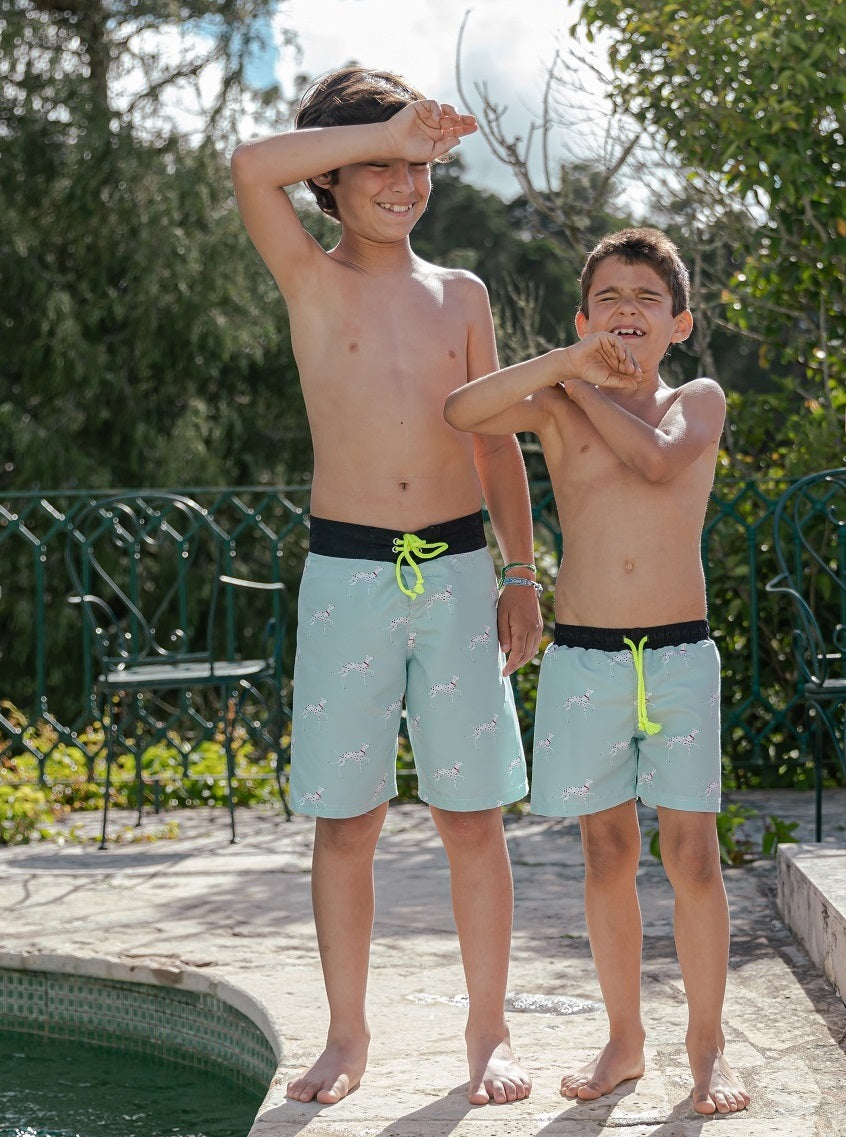 Paperboat - Posh dalmatian surfer swim shorts